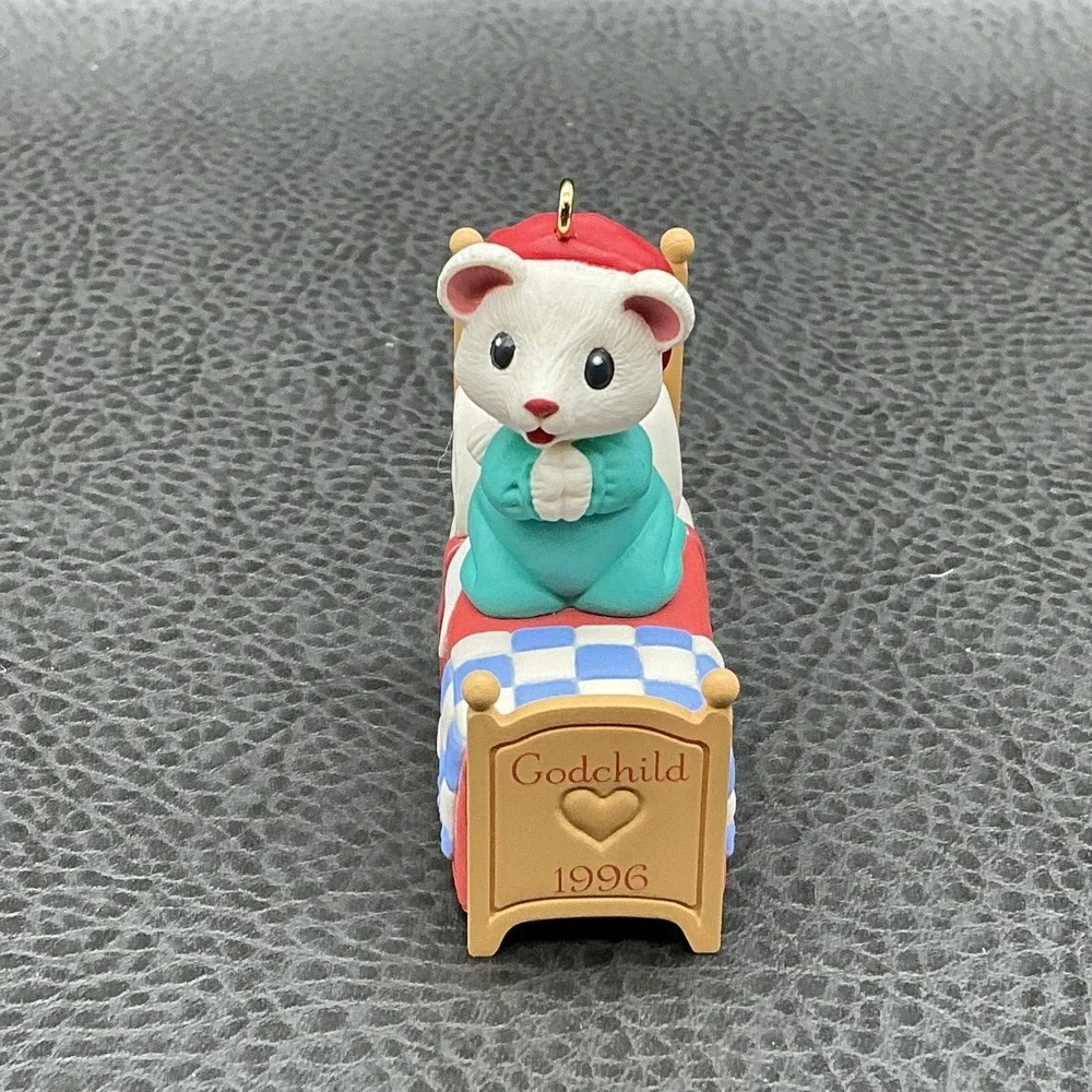 Vintage 1996 Hallmark Keepsake Godchild Mouse Ornament Christmas W Box